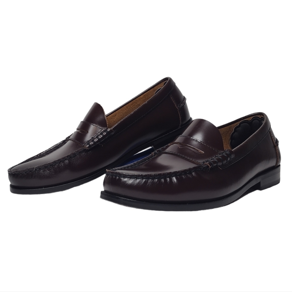 Florsheim Berkley Moc Toe Burgundy Leather Penny Dress Slip On Loafers